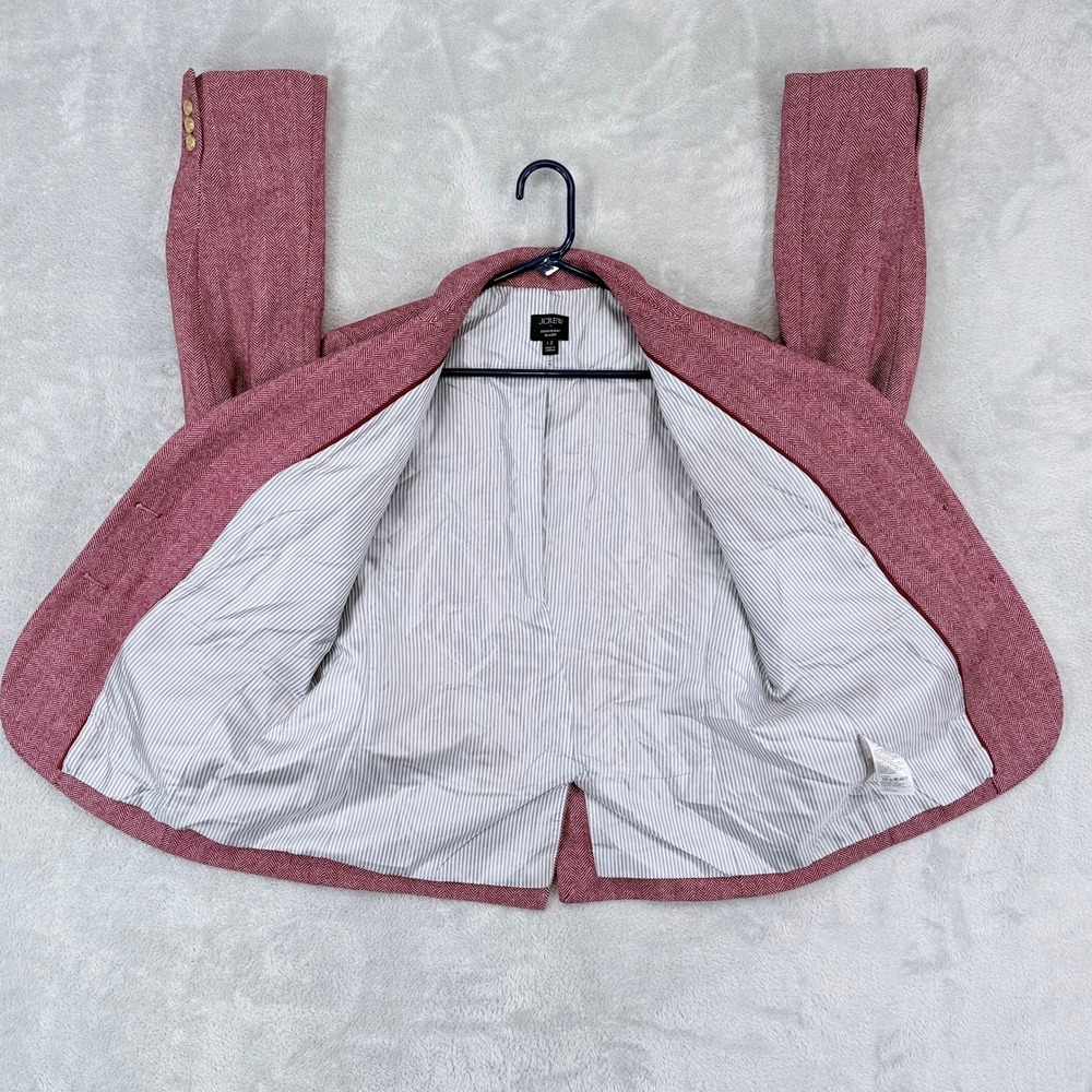 J.Crew Schoolboy Blazer Women 12 Dark Pink Herringbone Wool Blend Gold Buttons - Picture 4 of 9